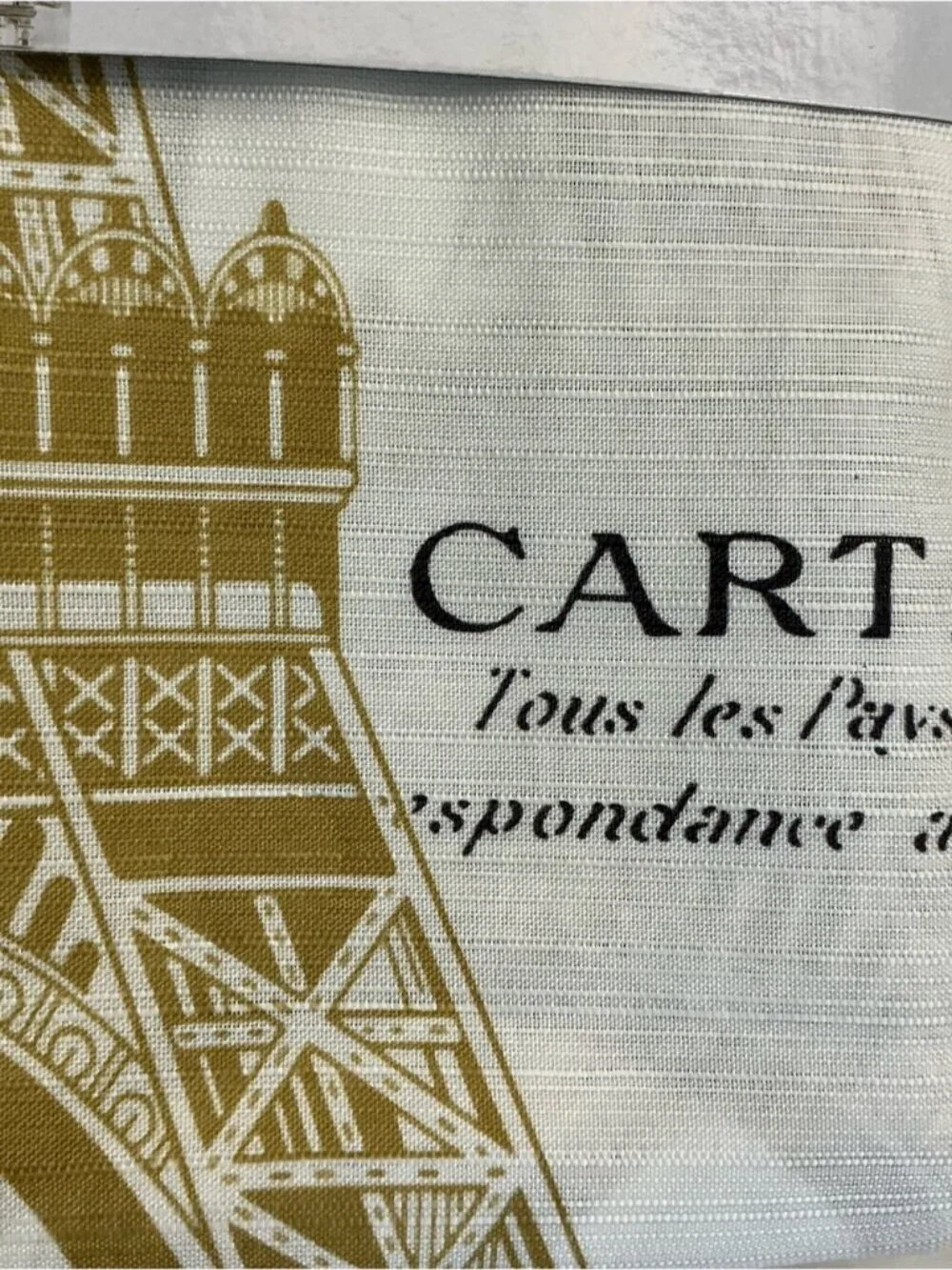Paris Eiffel Tower Material Fabric Shower Curtain White Gold 70’x 72” NEW